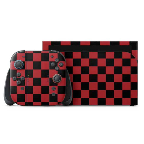 Red and Black Checkerboard Nintendo Switch 2 (2025) with Joy-Con Skin
